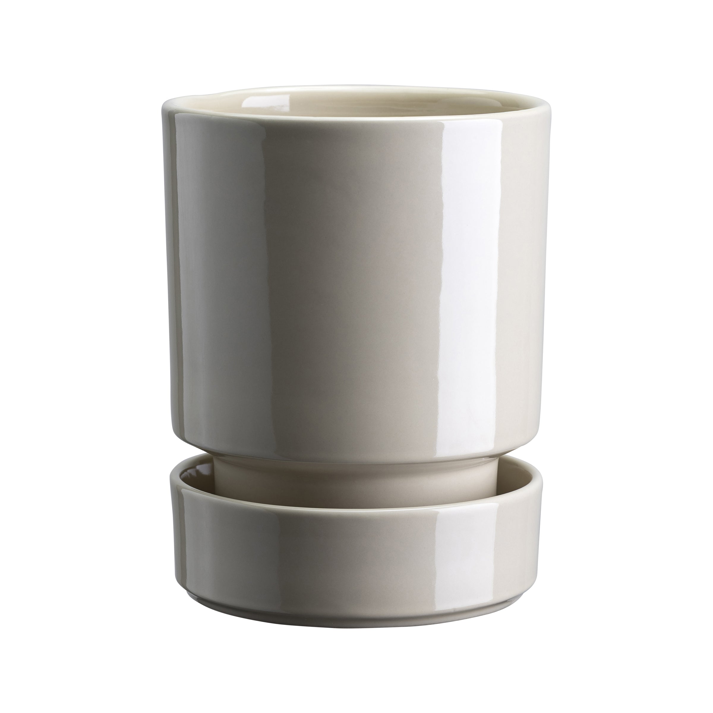 Hoff Glazed Sandstone 12cm Pot with Saucer